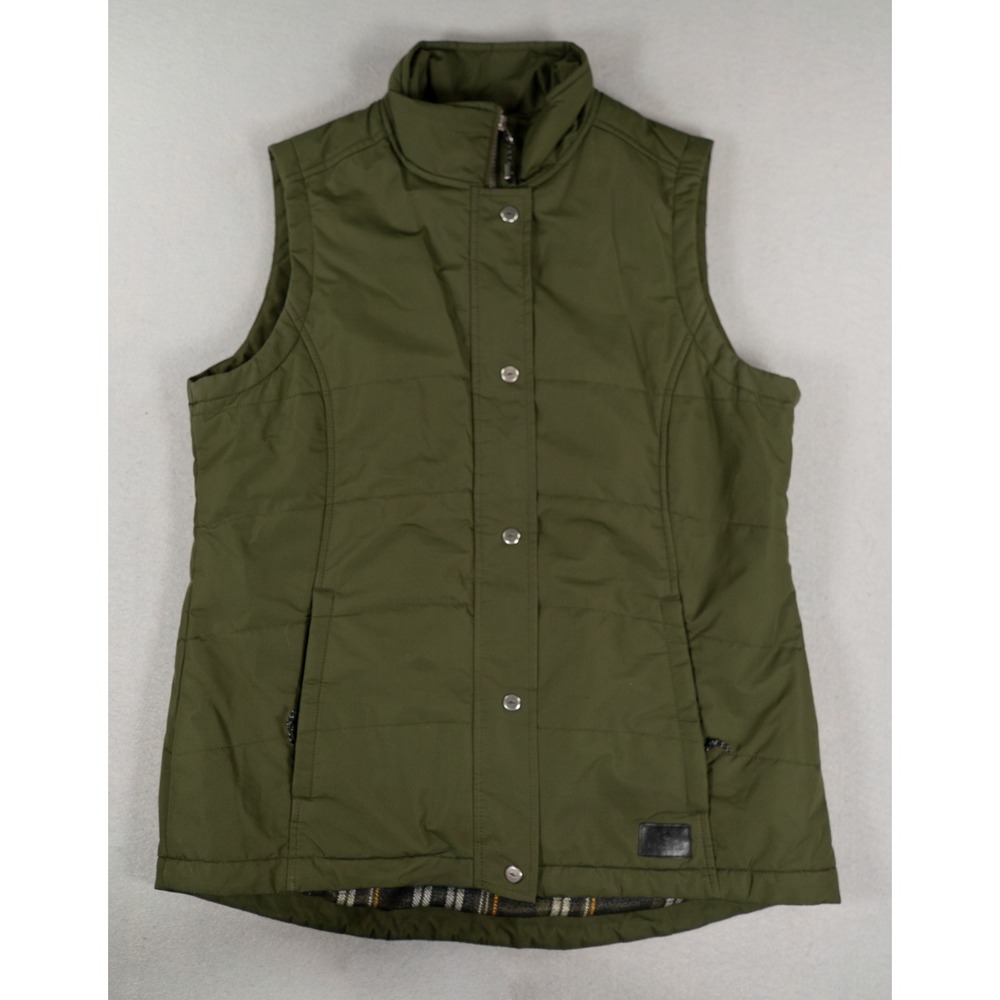 Roots 73 Womens Puffer Vest Quilted Flannel Lined Olive Green Size S P Padded